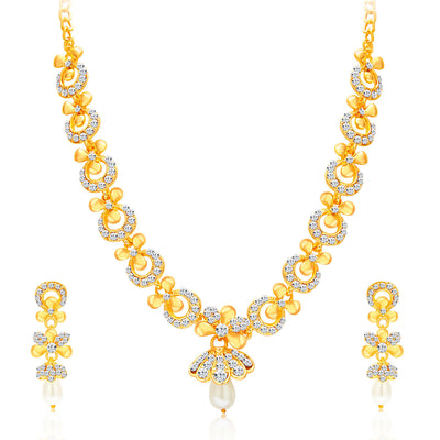 Sukkhi Intricately Gold Plated AD Set of 3 Necklace Set Combo For Women-5