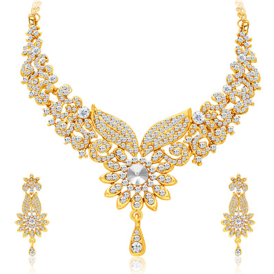Sukkhi Intricately Gold Plated AD Set of 3 Necklace Set Combo For Women-7