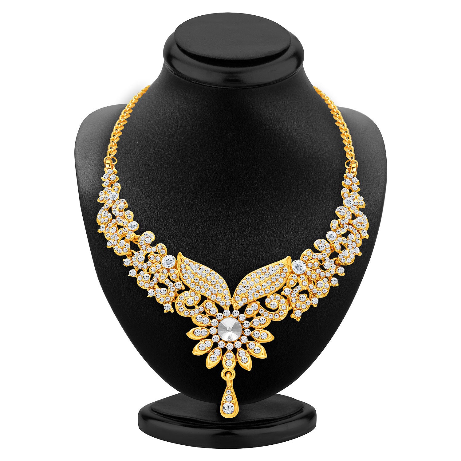 Sukkhi Fabulous Gold Plated AD Necklace Set For Women