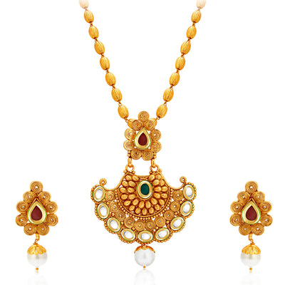 Sukkhi Wavy Gold Plated Kundan Set of 2 Necklace Set Combo For Women-3