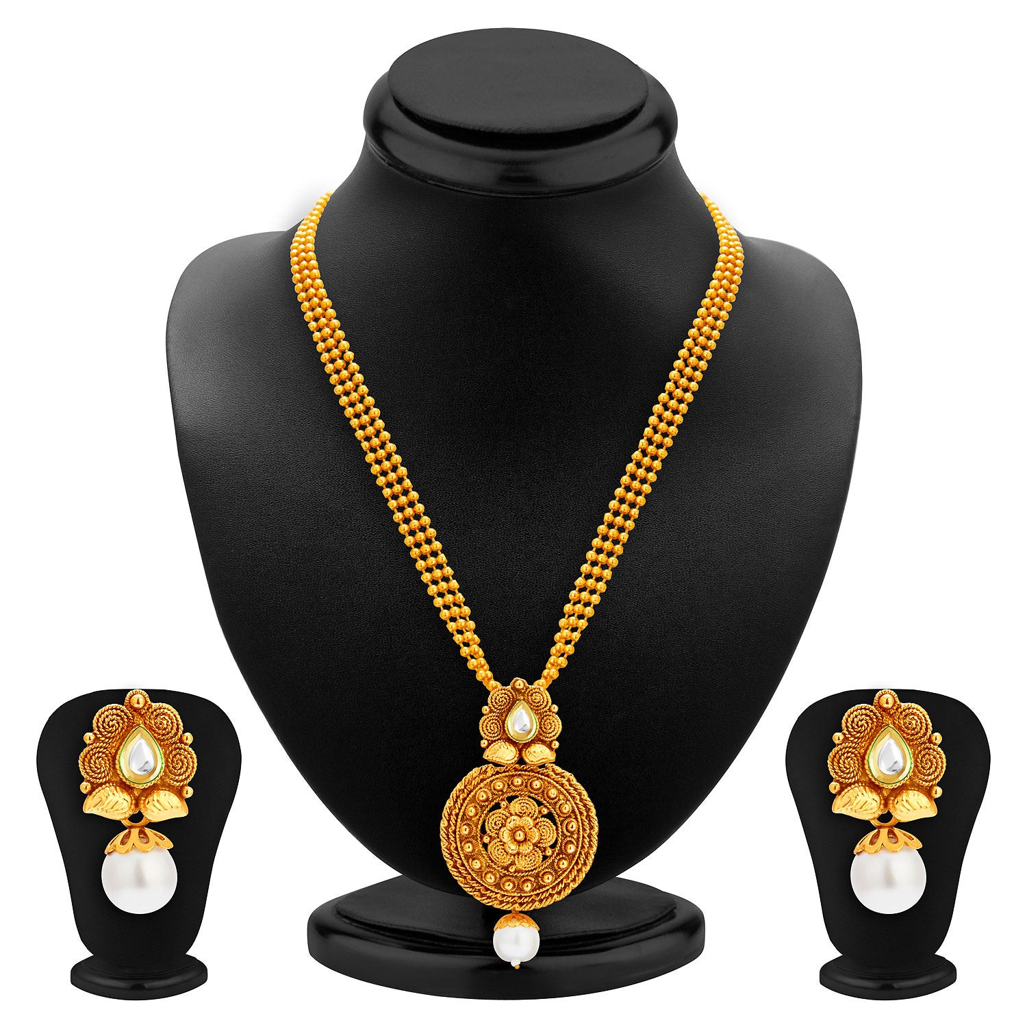Sukkhi Wavy Gold Plated Kundan Set of 2 Necklace Set Combo For Women-4