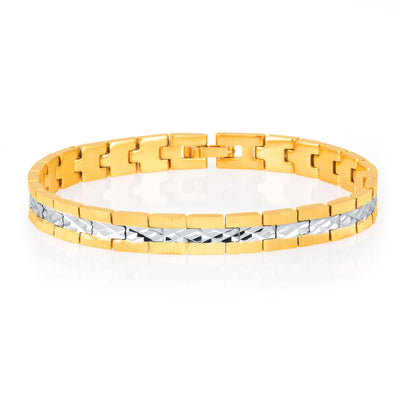 Sukkhi Delightly Gold and Rhodium Plated Bracelet For Men