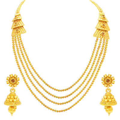 Sukkhi Magnificent Four String Gold Plated Necklace Set For Women