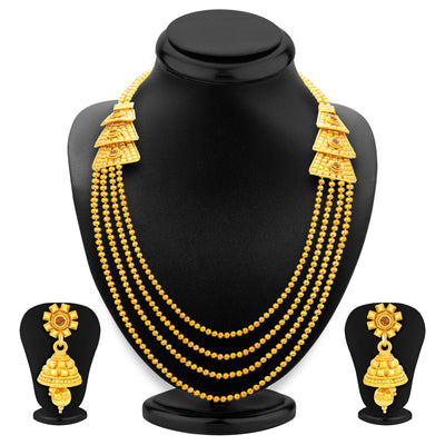 Sukkhi Magnificent Four String Gold Plated Necklace Set For Women-1