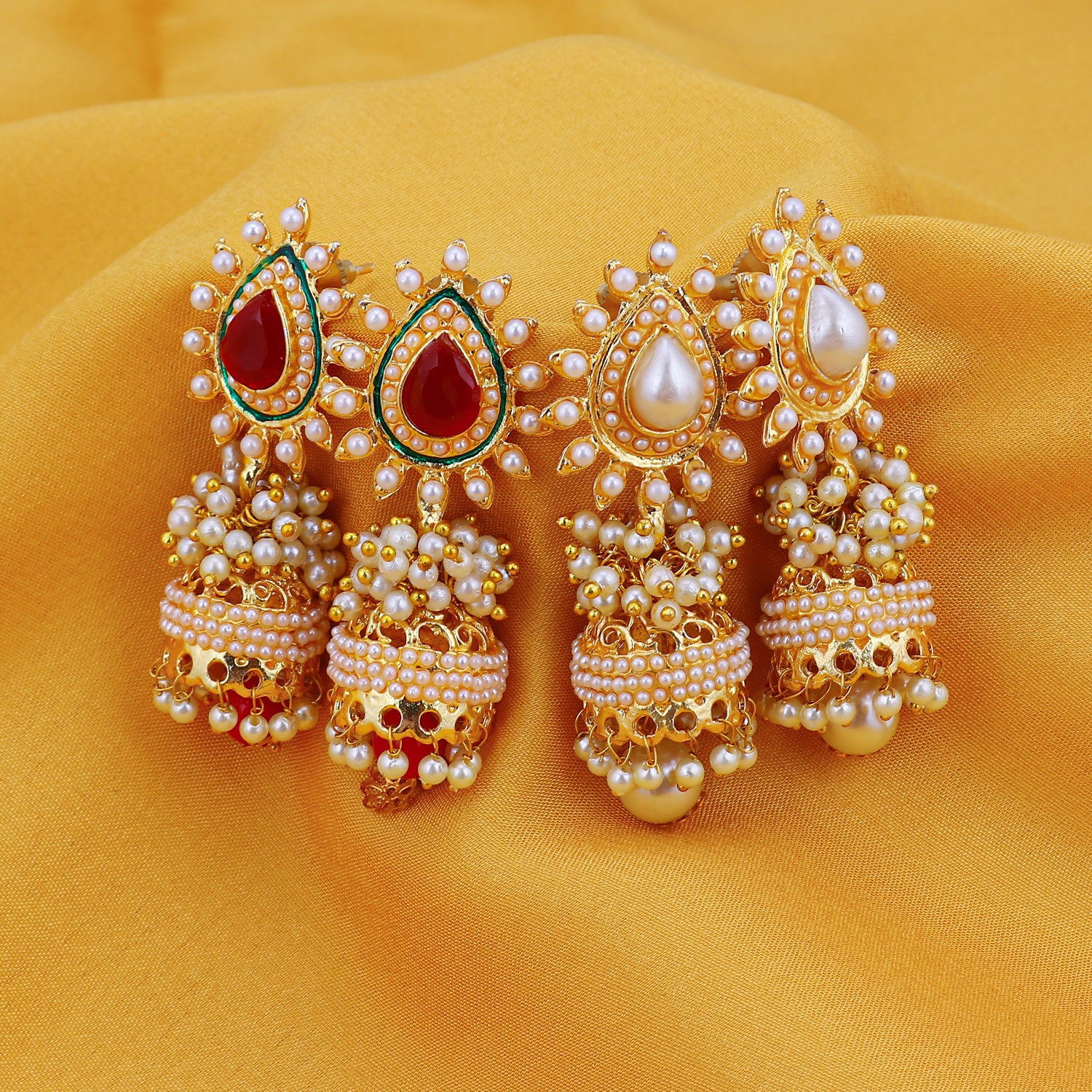 Sukkhi Gorgeous Jhumki Gold Plated Set of 2 Pair Earring Combo For Women