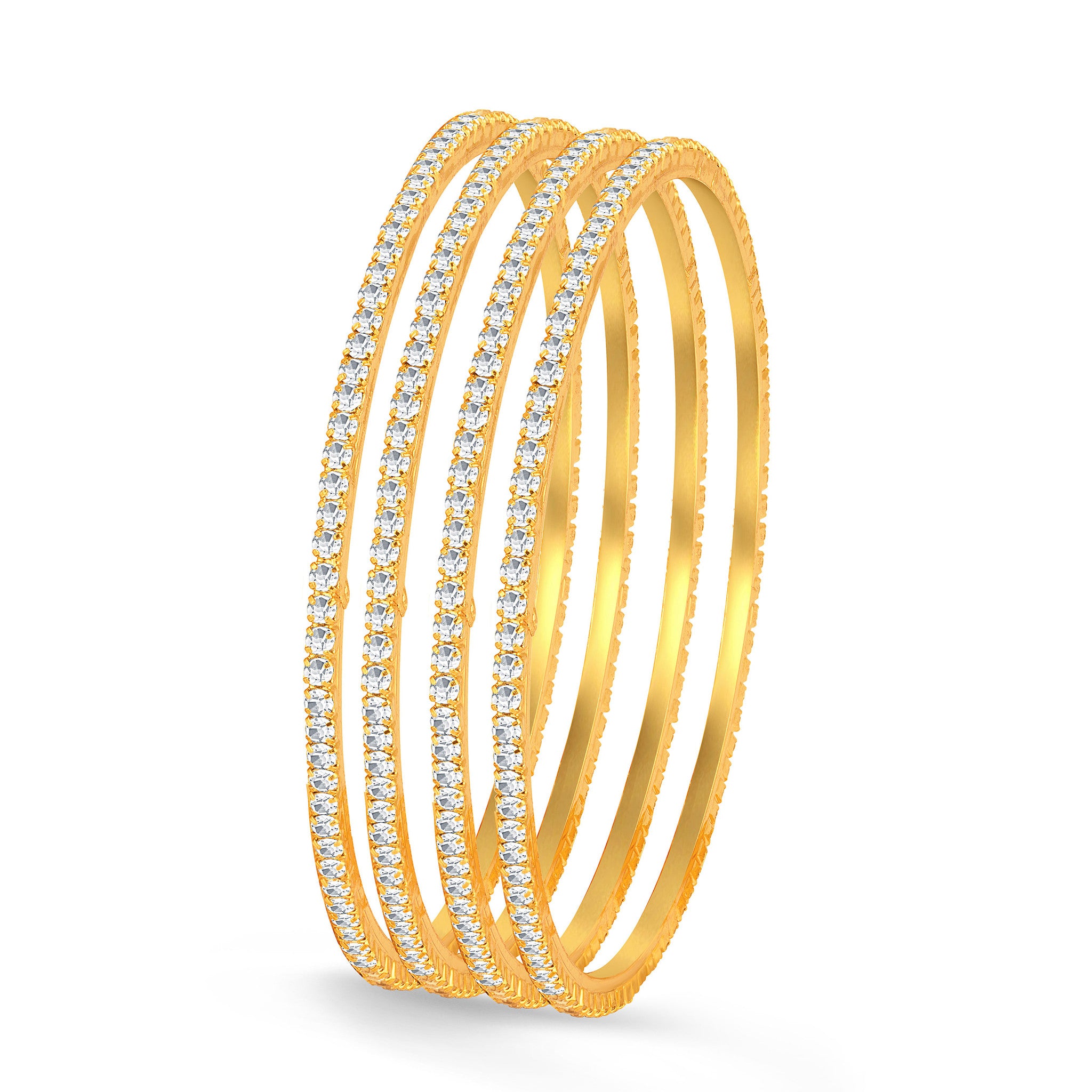 Sukkhi Classy Gold Plated Set OF 4 Australian Diamond Single Line Bangle