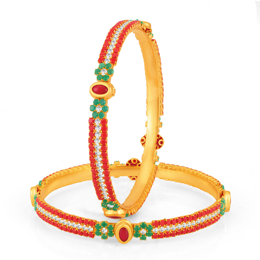 Sukkhi Pleasing Gold Plated Set OF 2 Coral Bangle