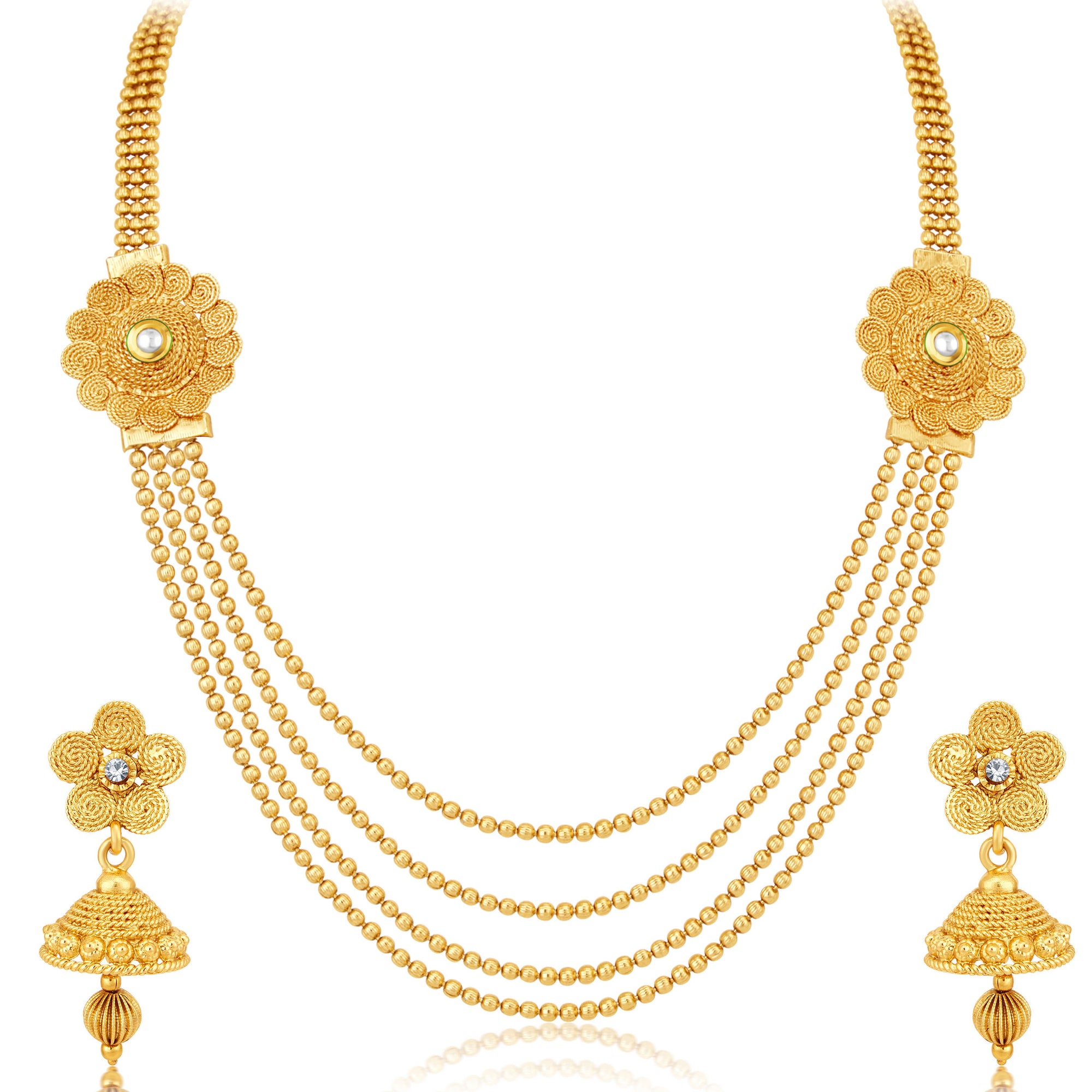 Sukkhi Marvellous Jalebi 4 String Gold Plated Necklace Set For Women-2