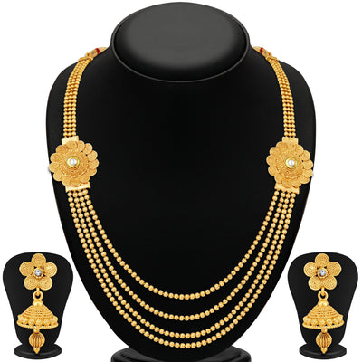 Sukkhi Marvellous Jalebi 4 String Gold Plated Necklace Set For Women