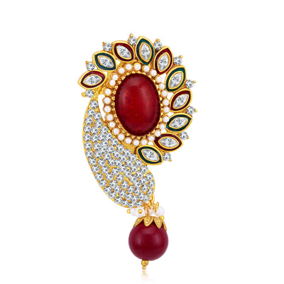 Sukkhi Glamorous Gold Plated AD Brooch For Women