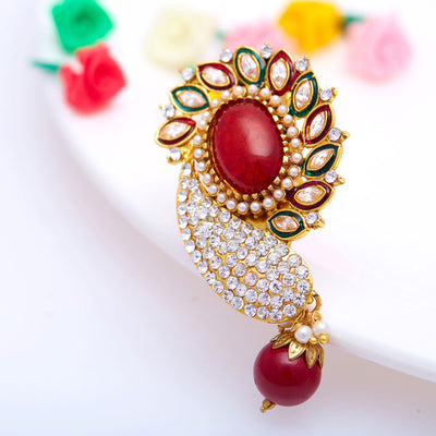 Sukkhi Glamorous Gold Plated AD Brooch For Women-2