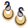 Sukkhi Glamorous Peacock Gold Plated Australian Diamond Earrings