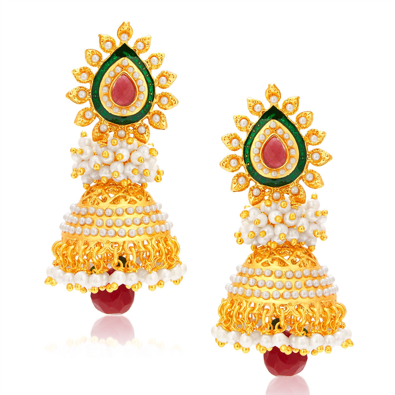Sukkhi Gorgeous Jhumki Gold Plated Set of 2 Pair Earring Combo For Women-1