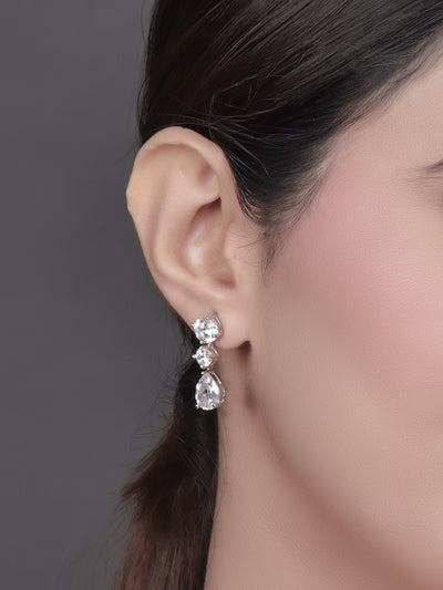 Pissara by Sukkhi Glimmery 925 Sterling Silver Cubic Zirconia Earrings For Women And Girls|with Authenticity Certificate, 925 Stamp & 6 Months Warranty