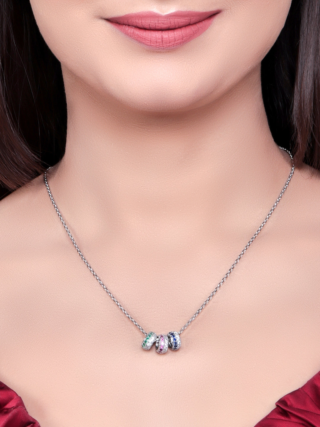 Pissara by Sukkhi Glorious 925 Sterling Silver Cubic Zirconia Pendant With Chain For Women And Girls|with Authenticity Certificate, 925 Stamp & 6 Months Warranty