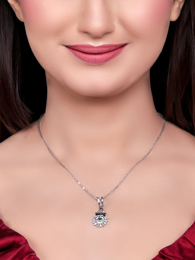 Pissara by Sukkhi Lavish 925 Sterling Silver Cubic Zirconia Pendant With Chain For Women And Girls|with Authenticity Certificate, 925 Stamp & 6 Months Warranty