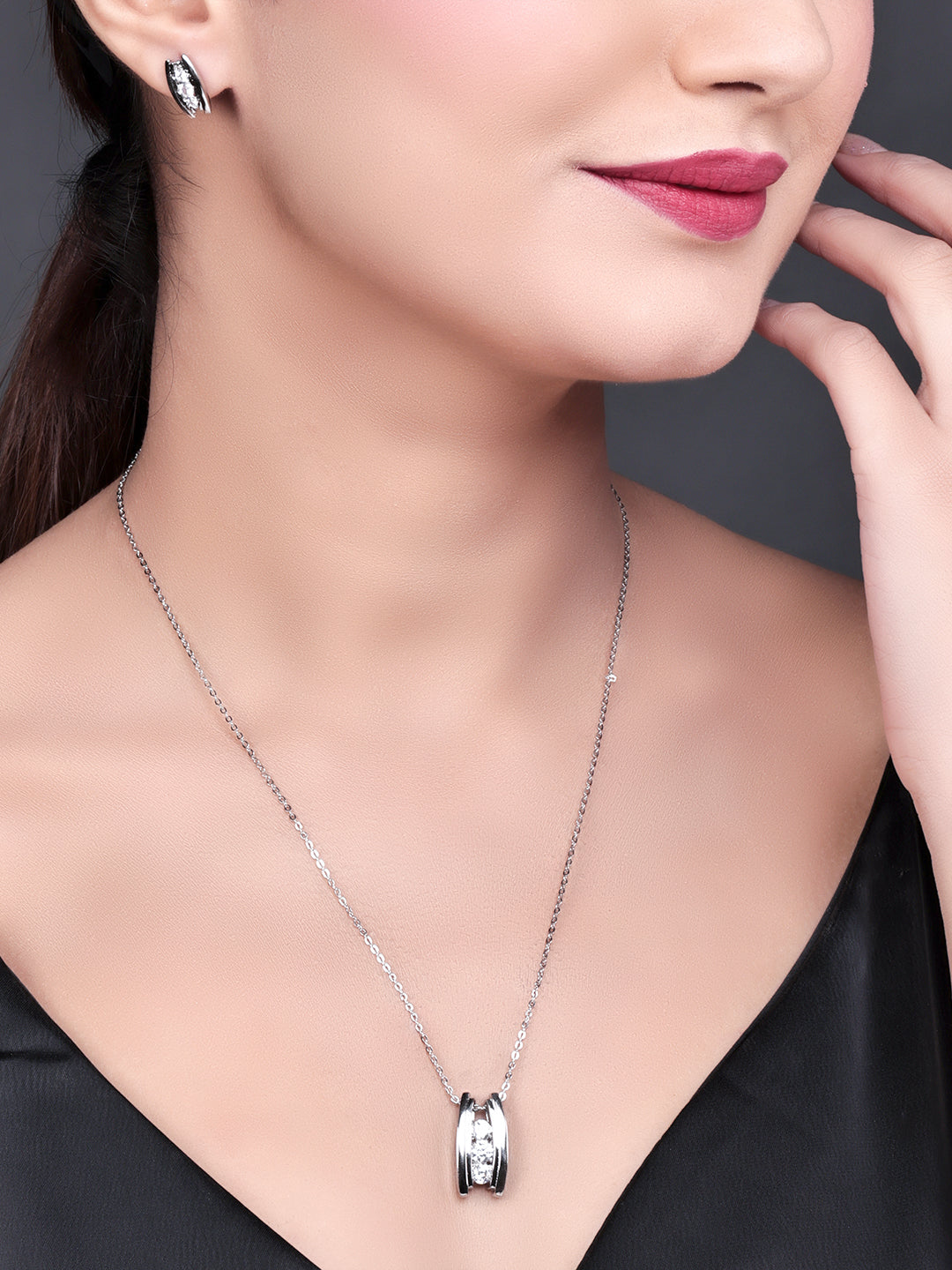 Pissara by Sukkhi Trendy 925 Sterling Silver Cubic Zirconia Pendant Set For Women And Girls|with Authenticity Certificate, 925 Stamp & 6 Months Warranty