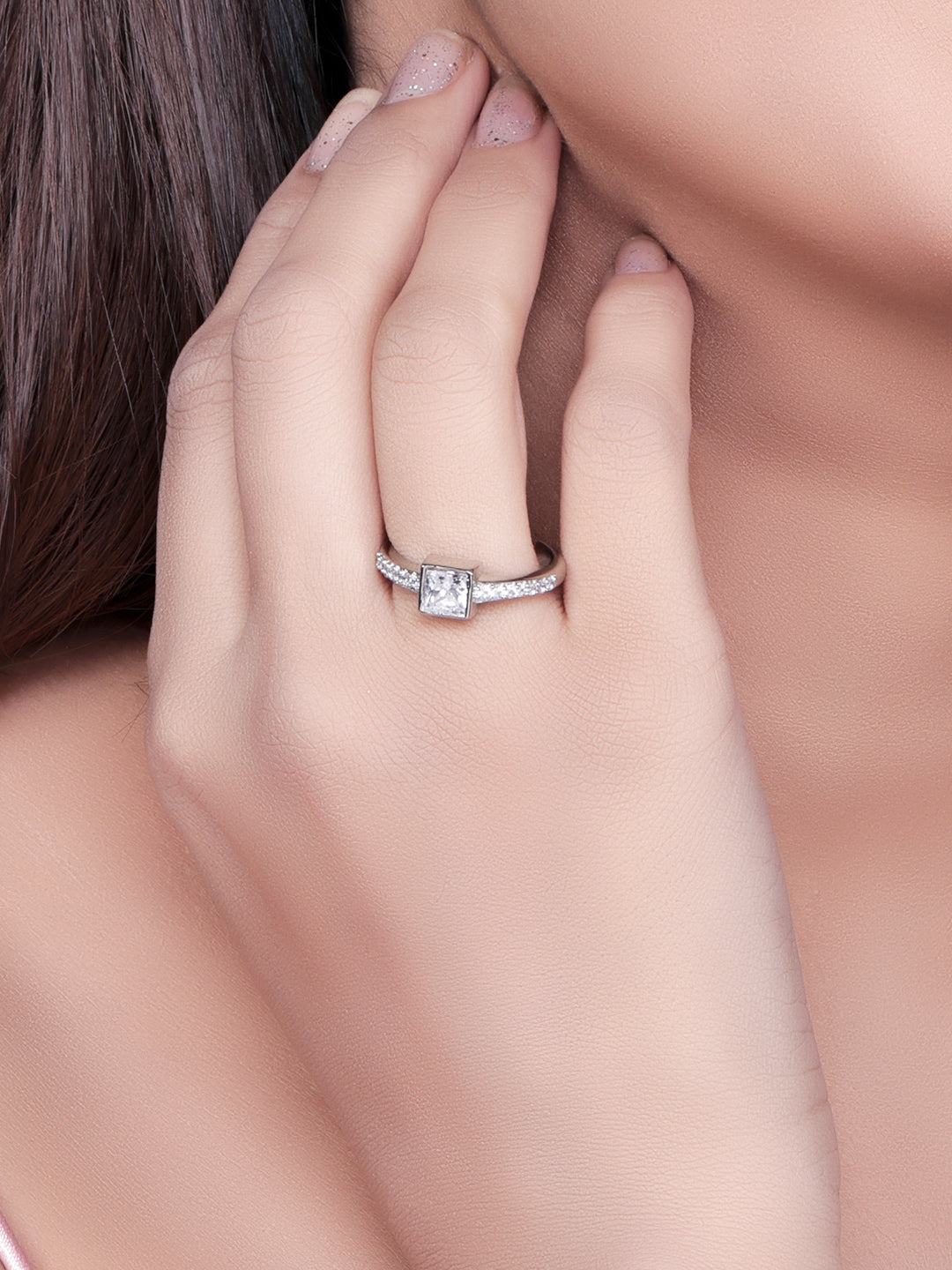 Pissara by Sukkhi Lovely 925 Sterling Silver Cubic Zirconia Finger Ring For Women And Girls|with Authenticity Certificate, 925 Stamp & 6 Months Warranty