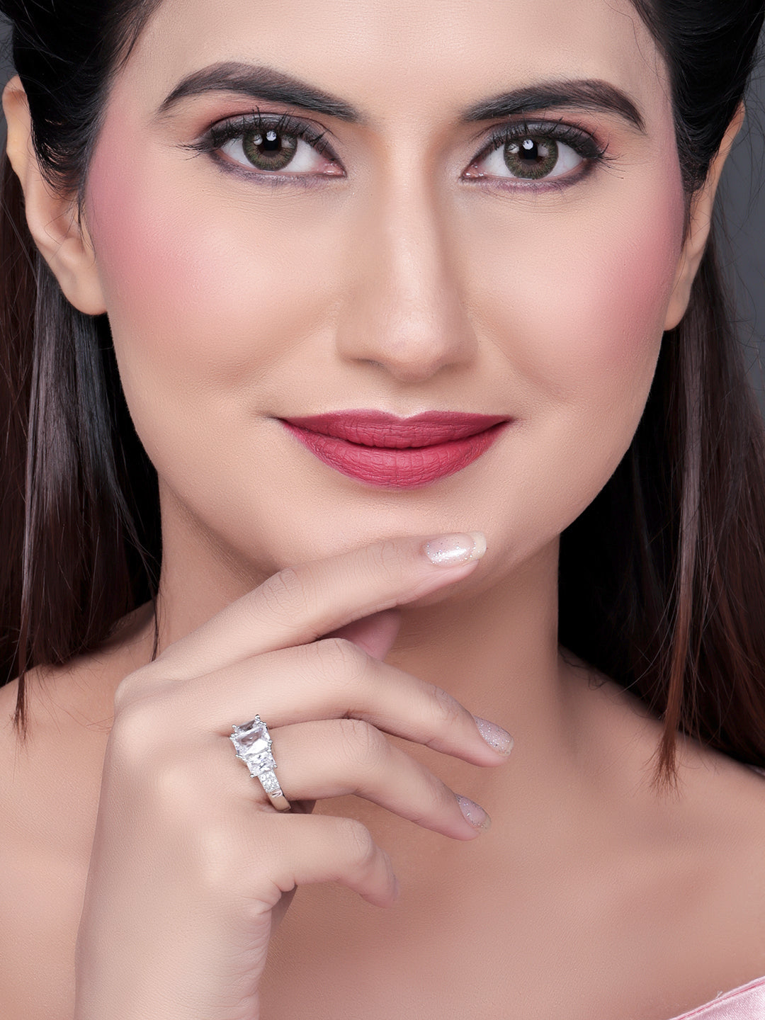 Pissara by Sukkhi Spectacular 925 Sterling Silver Cubic Zirconia Finger Ring For Women And Girls|with Authenticity Certificate, 925 Stamp & 6 Months Warranty