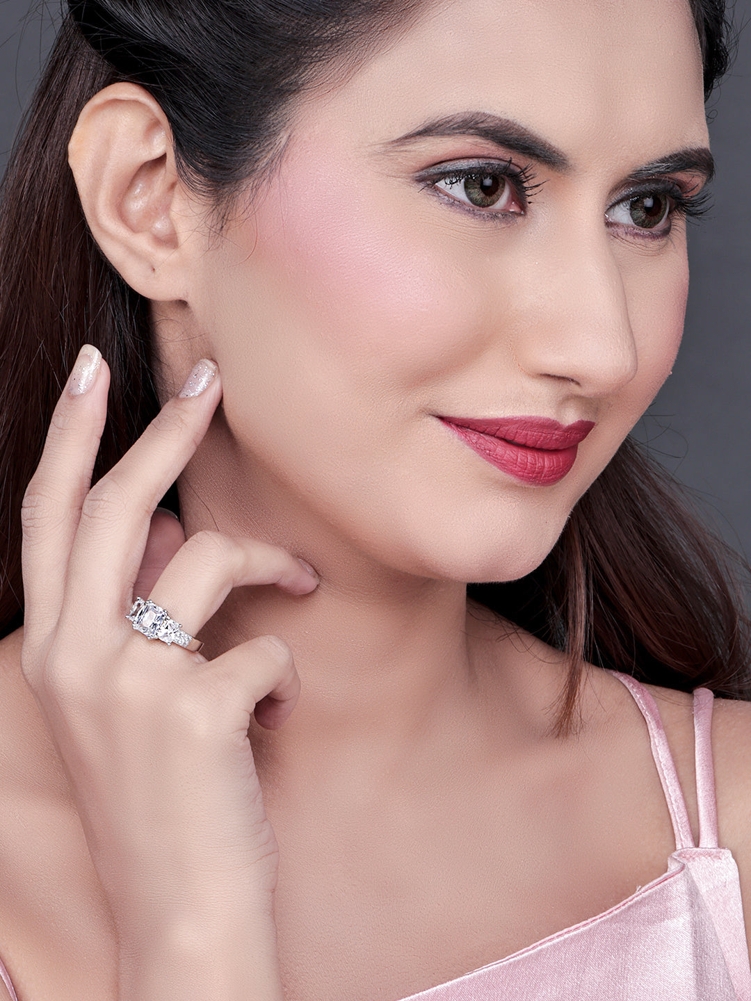 Pissara by Sukkhi Spectacular 925 Sterling Silver Cubic Zirconia Finger Ring For Women And Girls|with Authenticity Certificate, 925 Stamp & 6 Months Warranty