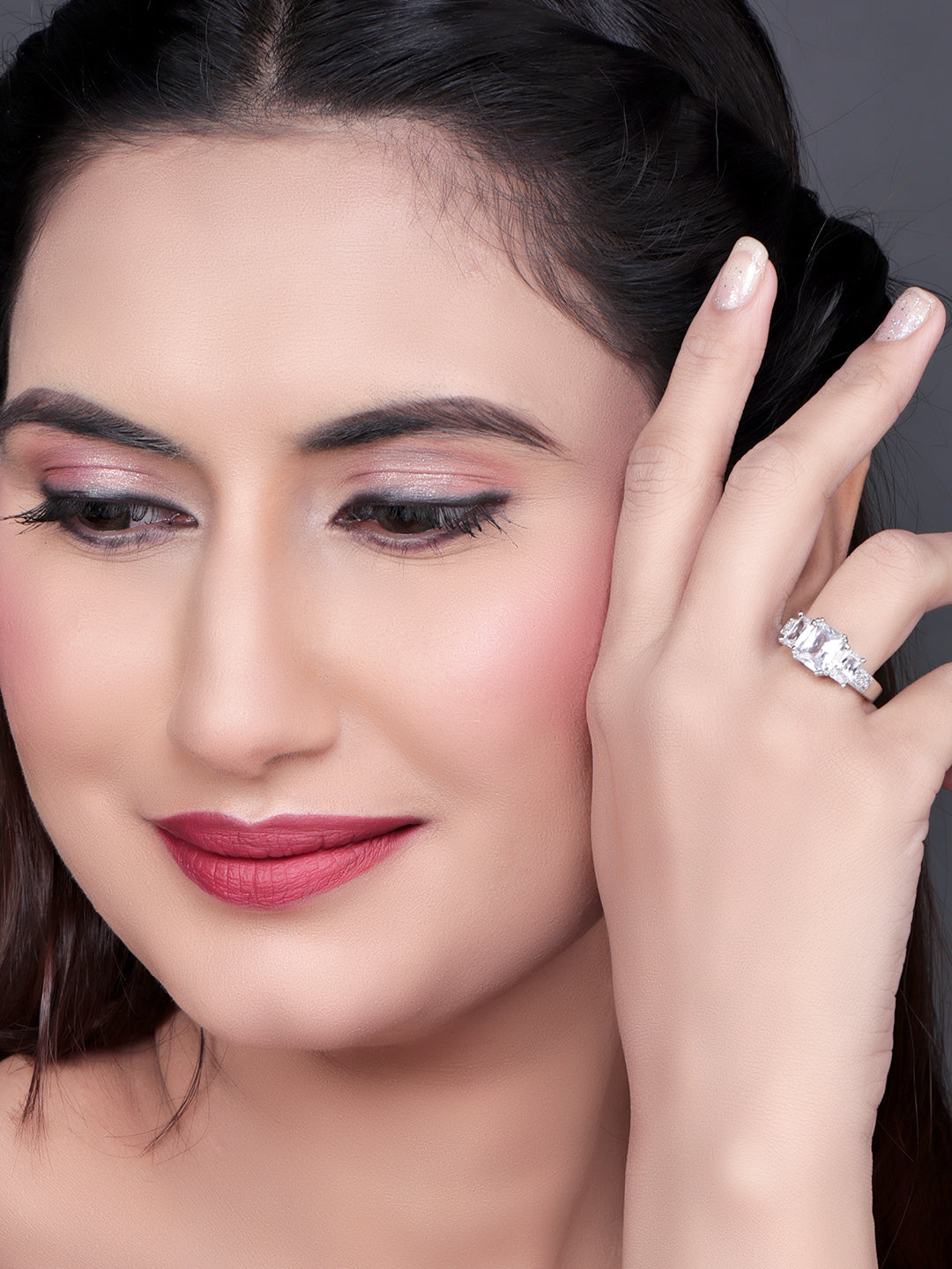 Pissara by Sukkhi Spectacular 925 Sterling Silver Cubic Zirconia Finger Ring For Women And Girls|with Authenticity Certificate, 925 Stamp & 6 Months Warranty