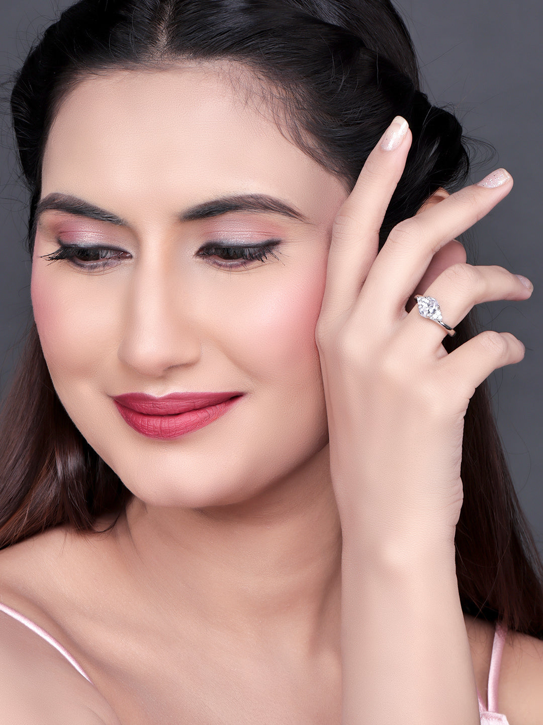 Indian Double Finger ring hand chain gold pakistani bengali diamante uk NEW  | eBay