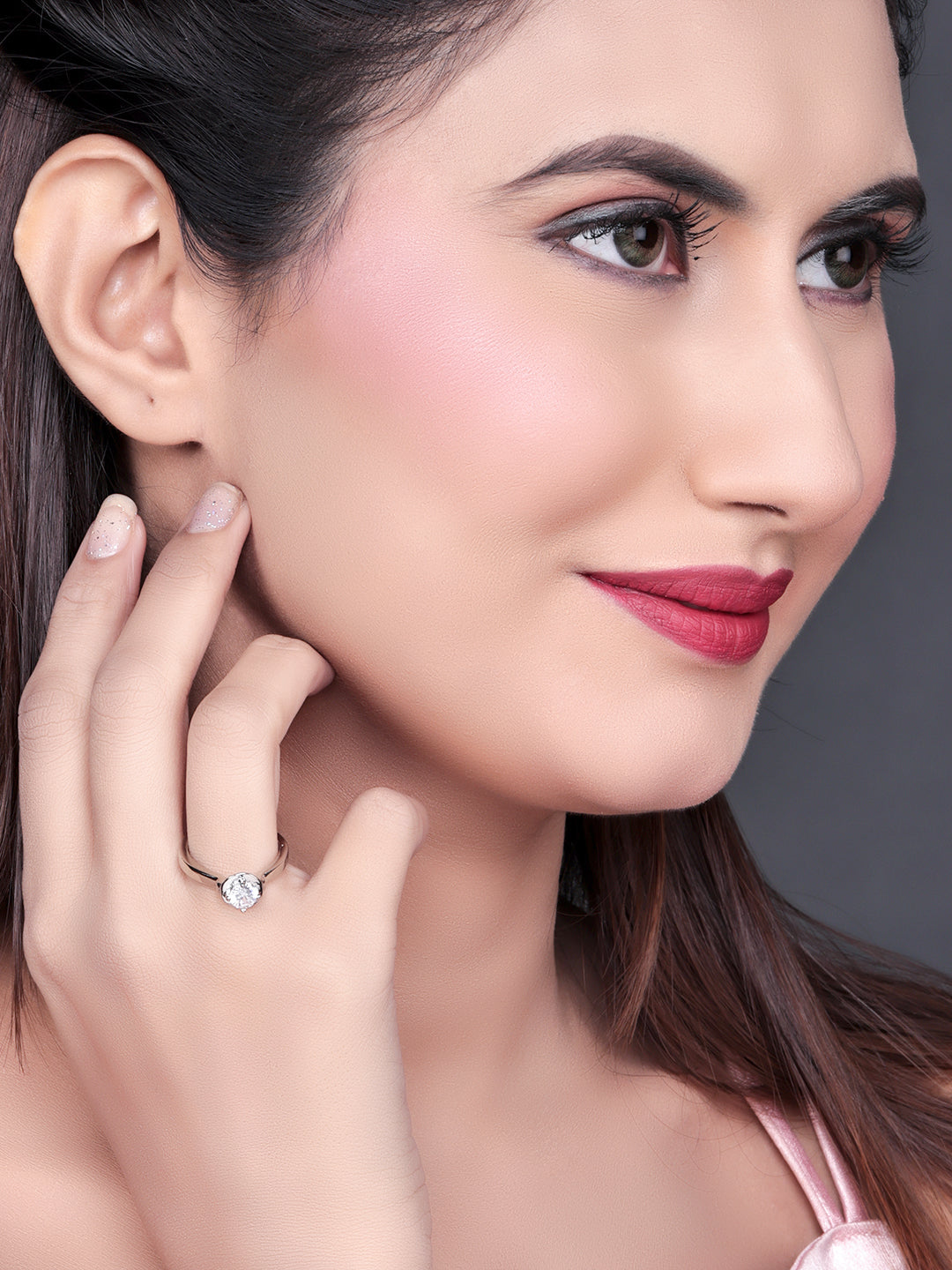 Pissara by Sukkhi Glossy 925 Sterling Silver Cubic Zirconia Finger Ring For Women And Girls|with Authenticity Certificate, 925 Stamp & 6 Months Warranty