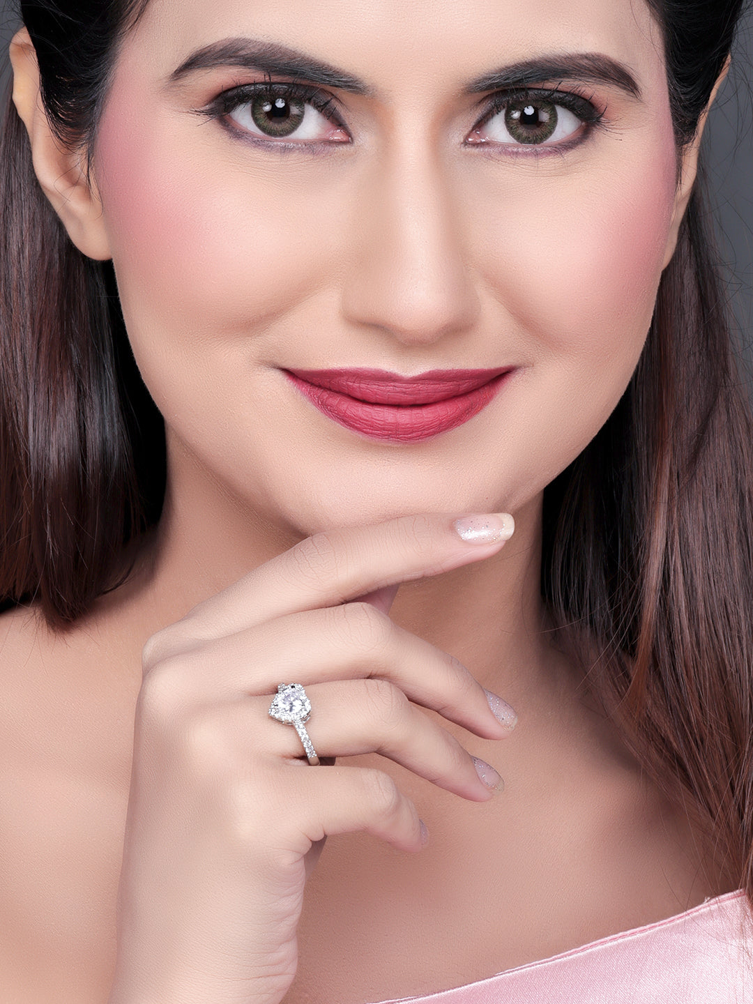 Pissara by Sukkhi Adorable 925 Sterling Silver Cubic Zirconia Finger Ring For Women And Girls|with Authenticity Certificate, 925 Stamp & 6 Months Warranty