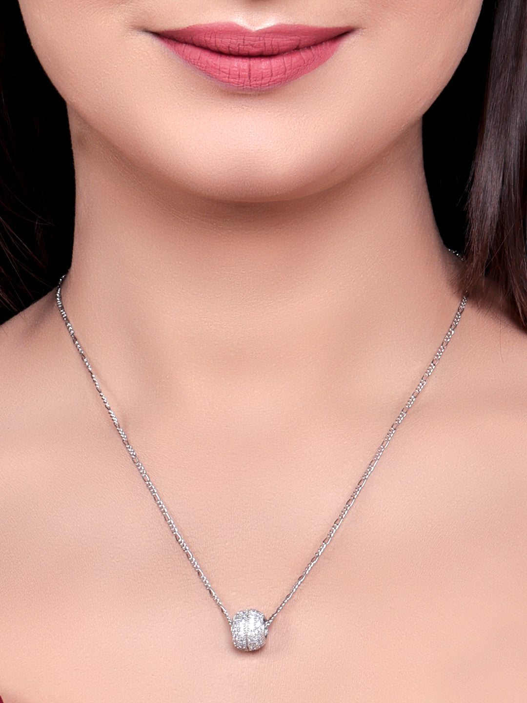 Pissara by Sukkhi Delightful 925 Sterling Silver Cubic Zirconia Pendant With Chain For Women And Girls|with Authenticity Certificate, 925 Stamp & 6 Months Warranty