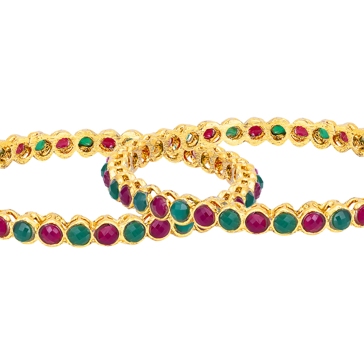 Sukkhi Pretty Kempu Stone Gold Plated (Set of 2) Bangle For Women (B100500_2.6)