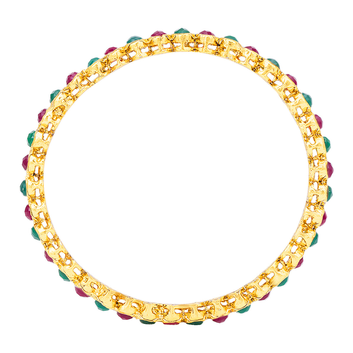 Sukkhi Pretty Kempu Stone Gold Plated (Set of 2) Bangle For Women (B100500_2.6)