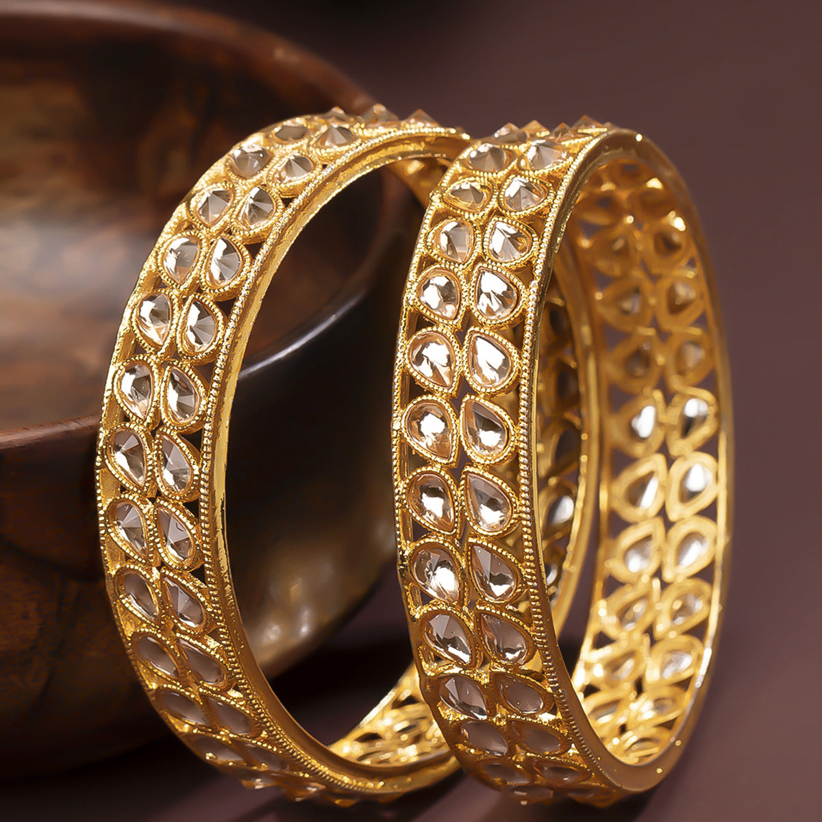 Sukkhi Beguiling Gold Plated Kundan (Set of 2) Bangle For Women (B100503_2.6)