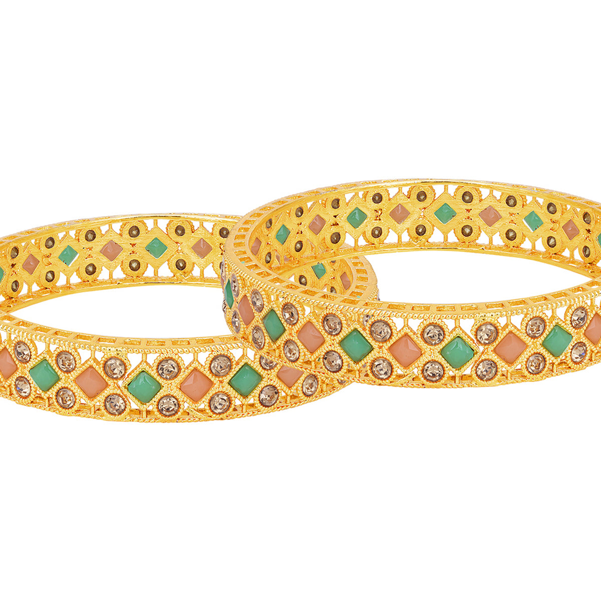 Sukkhi Delightful Gold Plated Austrian Diamond (Set of 2) Bangle For Women (B100506_2.6)