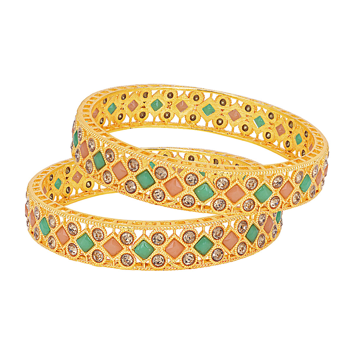 Sukkhi Delightful Gold Plated Austrian Diamond (Set of 2) Bangle For Women (B100506_2.6)