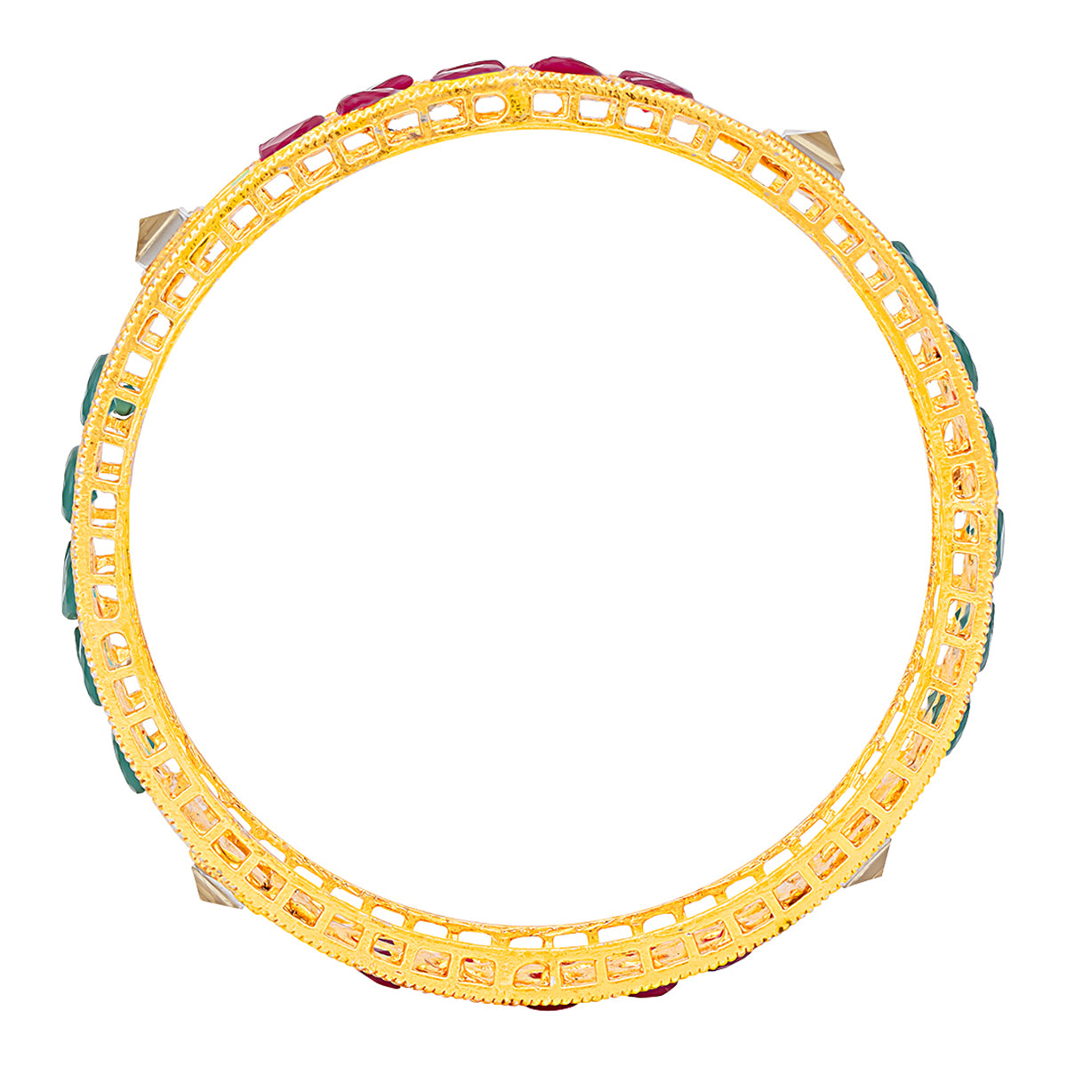 Sukkhi Splendid Kempu Stone Gold Plated (Set of 2) Bangle For Women (B100512_2.8)