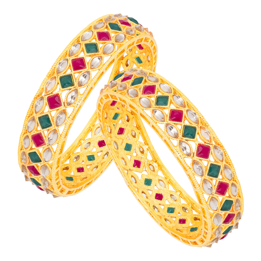 Sukkhi Graceful Gold Plated (Set of 2) Kundan Bangle For Women (B100515_2.8)
