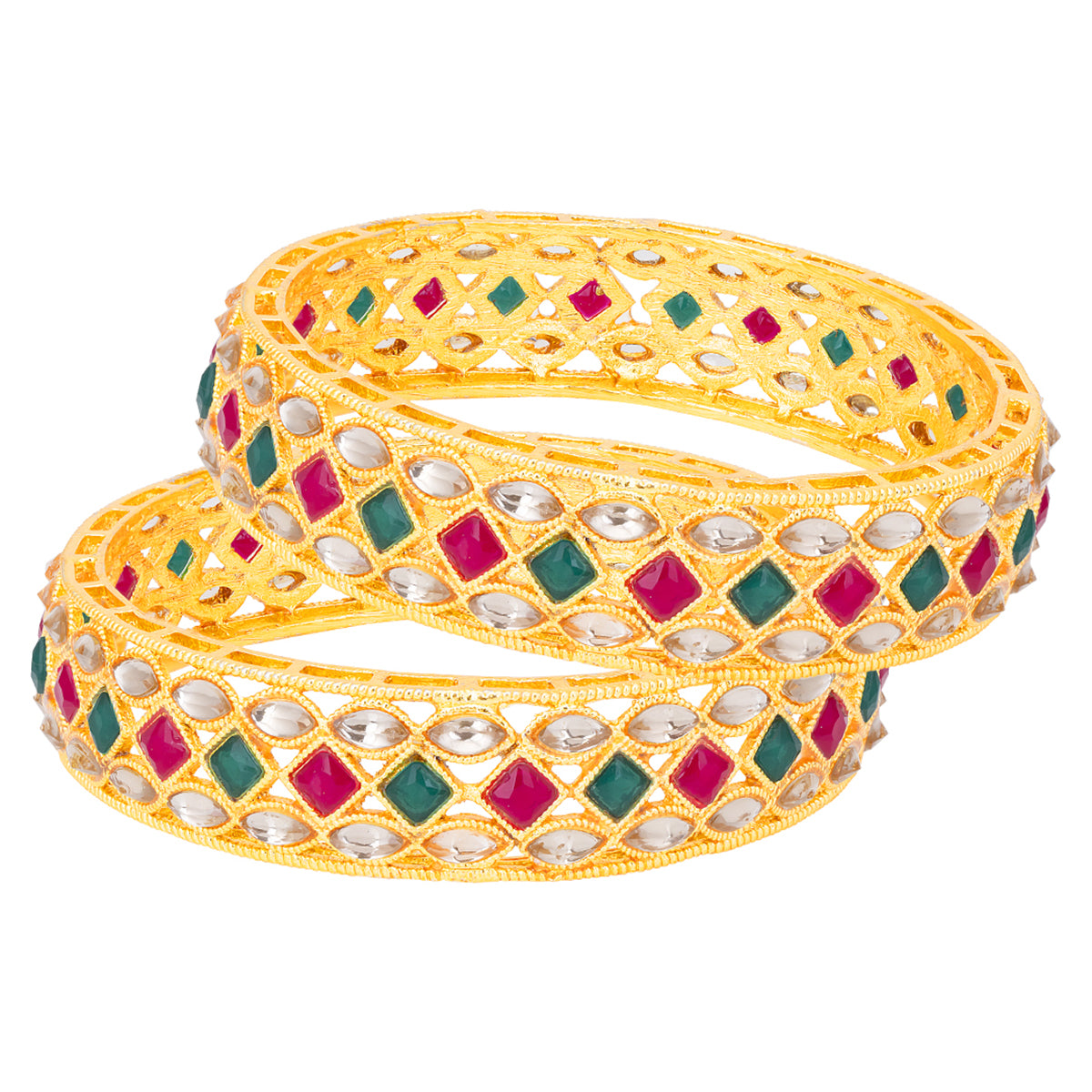 Sukkhi Graceful Gold Plated (Set of 2) Kundan Bangle For Women (B100515_2.4)