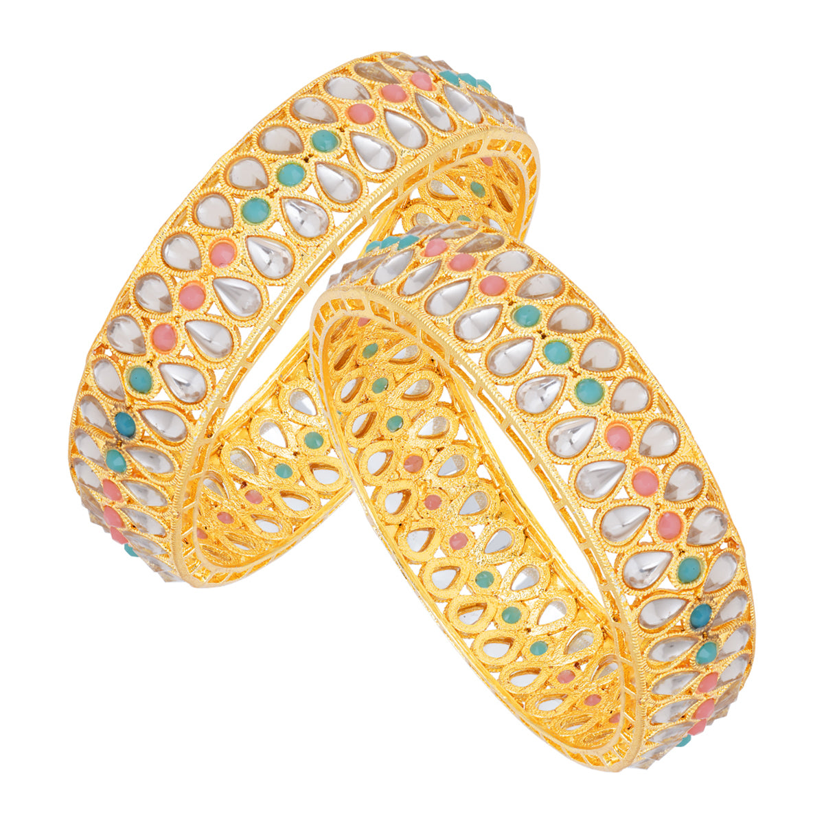 Sukkhi Sublime Gold Plated Traditional (Set of 2) Bangles For Women (B100518_2.8)