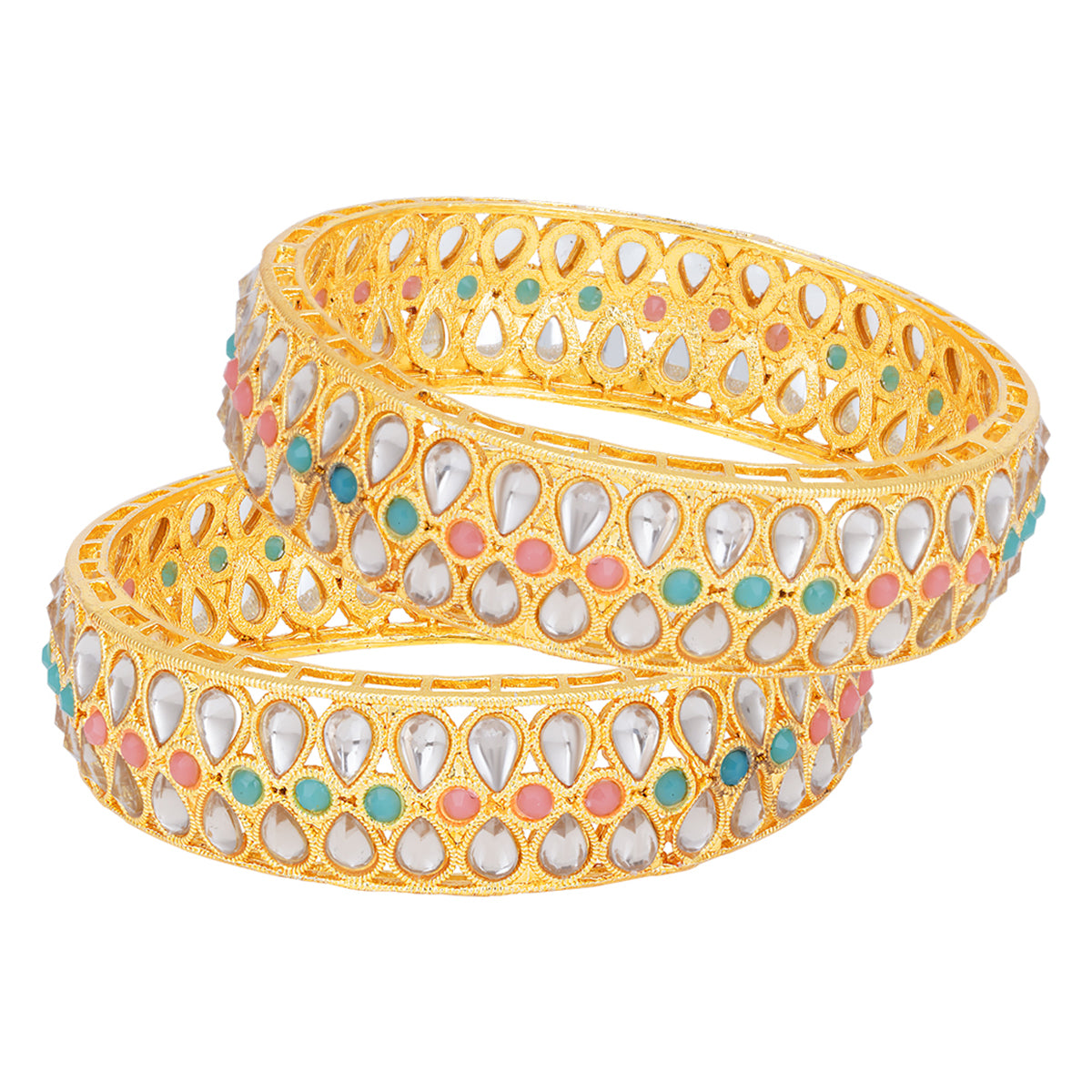 Sukkhi Sublime Gold Plated Traditional (Set of 2) Bangles For Women (B100518_2.8)