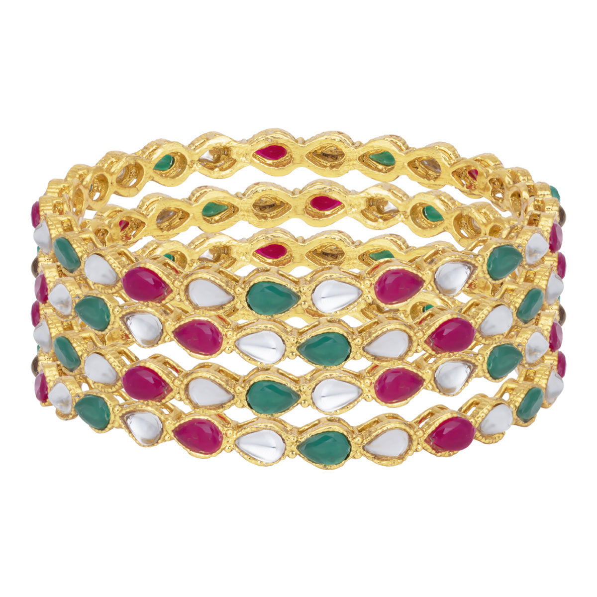 Sukkhi Elegant Gold Plated Kundan Bangle For Women (Set of 4) (B100542_2.8)