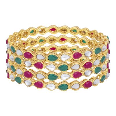 Sukkhi Elegant Gold Plated Kundan Bangle For Women (Set of 4) (B100542_2.8)