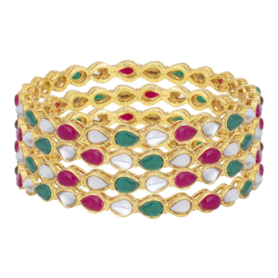 Sukkhi Elegant Gold Plated Kundan Bangle For Women (Set of 4) (B100542_2.4)