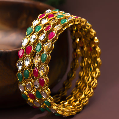 Sukkhi Elegant Gold Plated Kundan Bangle For Women (Set of 4) (B100542_2.4)