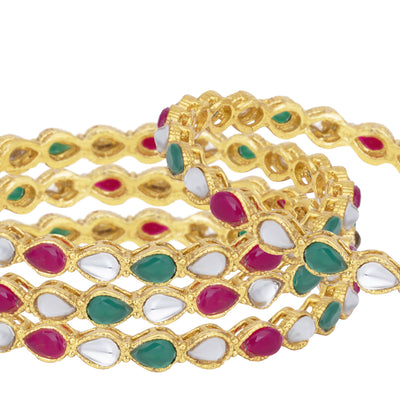 Sukkhi Elegant Gold Plated Kundan Bangle For Women (Set of 4) (B100542_2.8)