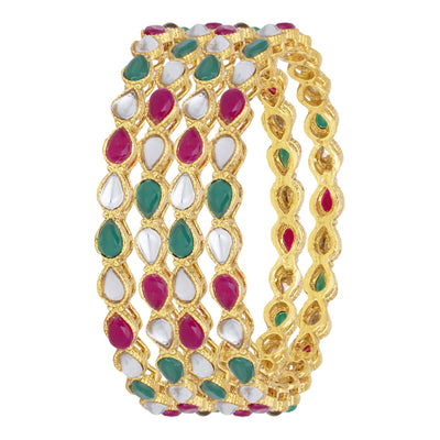 Sukkhi Elegant Gold Plated Kundan Bangle For Women (Set of 4) (B100542_2.6)