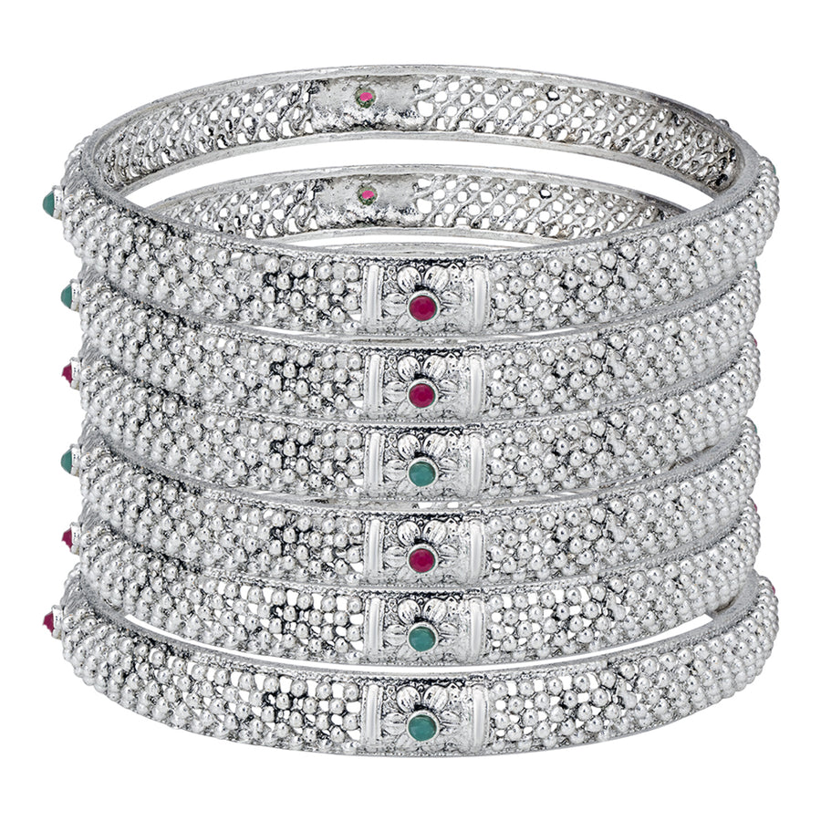 Sukkhi Divine Rhodium Plated Bangle For Women (Set of 6) (B100554_2.8)