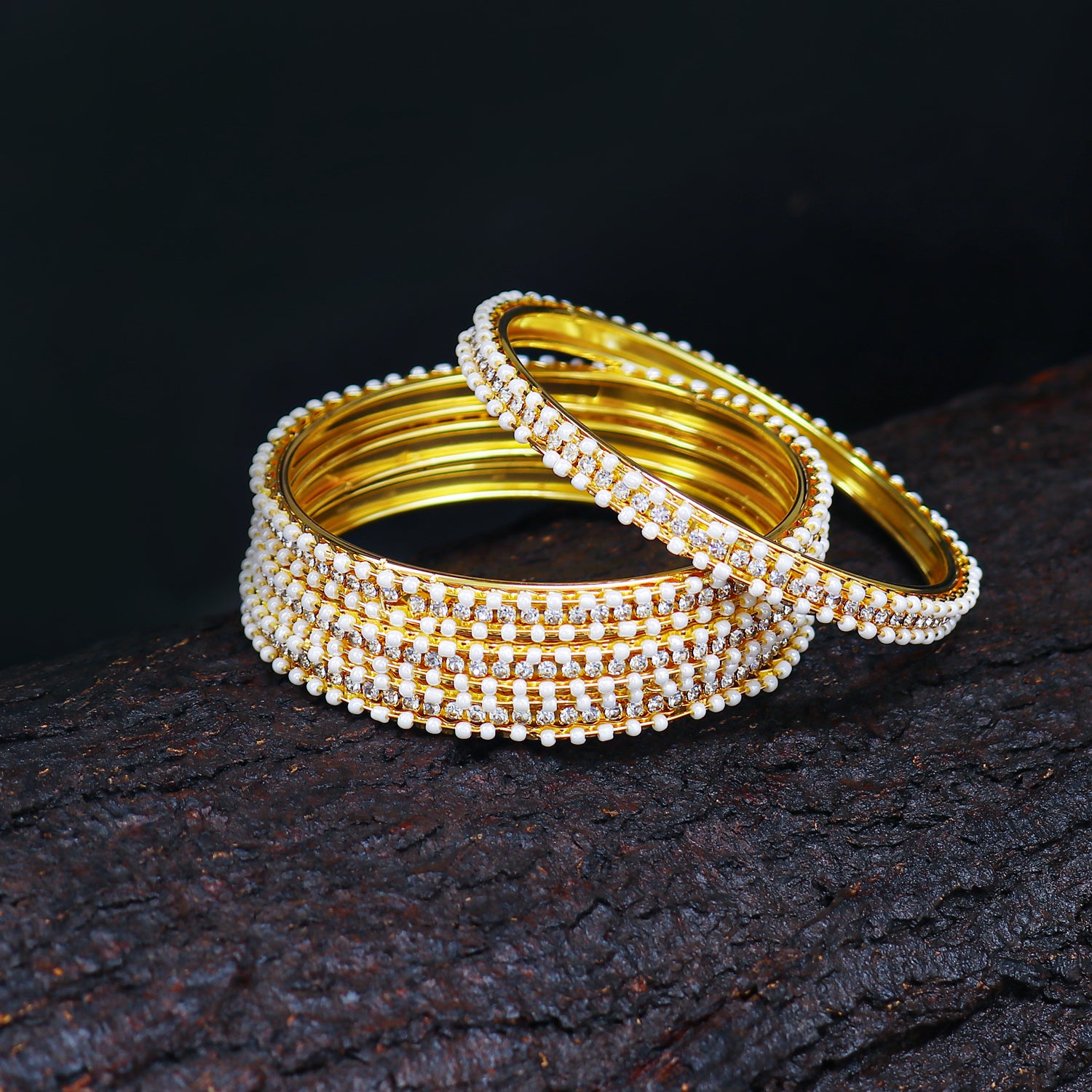 Sukkhi Fascinating Gold Plated AD Bangles For Women Pack Of 4