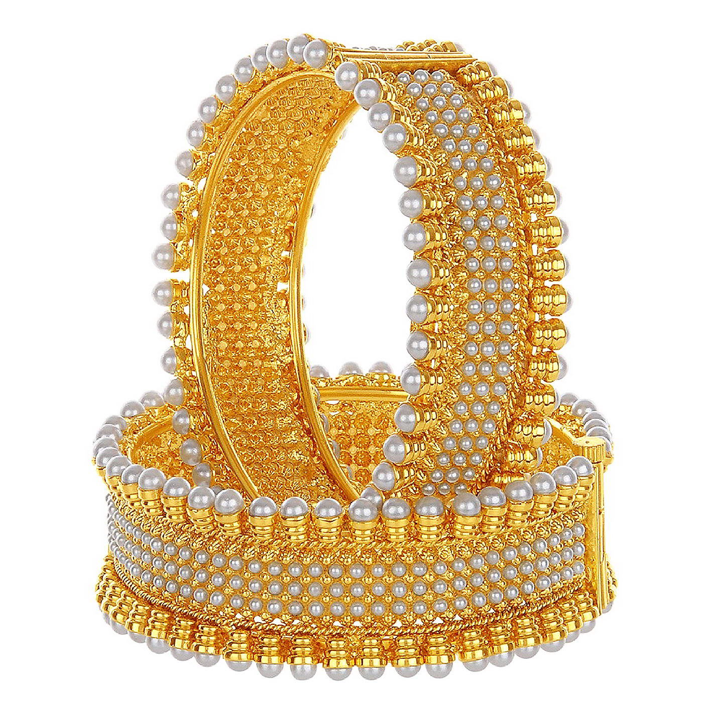 Sukkhi Pretty Gold Plated Pearl Bangles Set For Women
