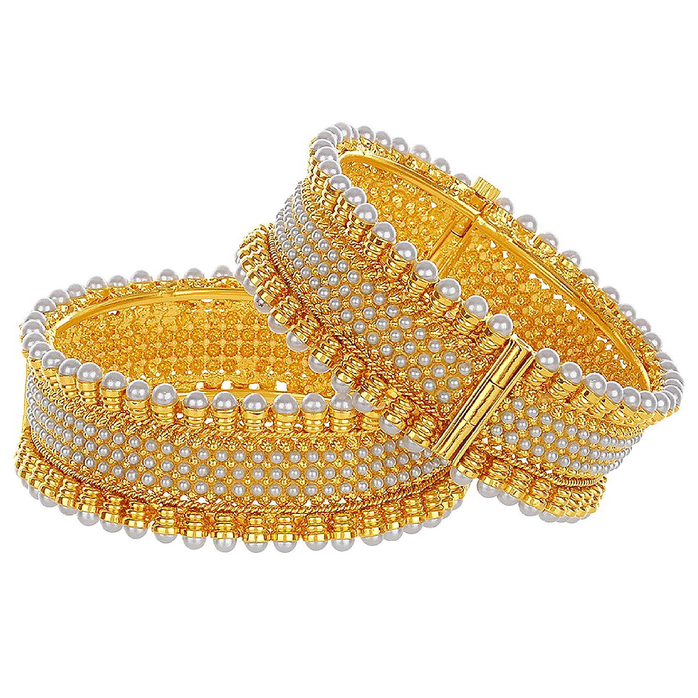 Sukkhi Pretty Gold Plated Pearl Bangles Set For Women