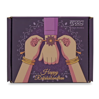 Sukkhi Elegant Gold Plated Rakhi Combo (Set of 3) with Roli Chawal and Raksha Bandhan Greeting Card For Men